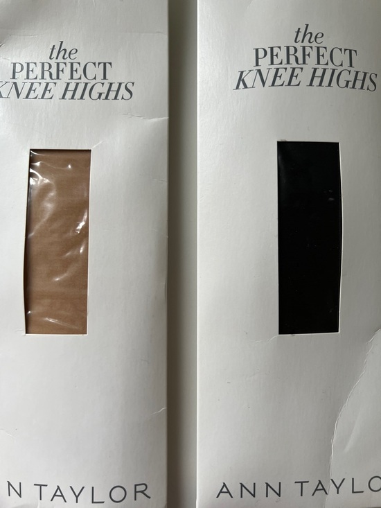 Ann Taylor Knee Highs Duo — sheer Nude & Black opaque NEW - Picture 3 of 4